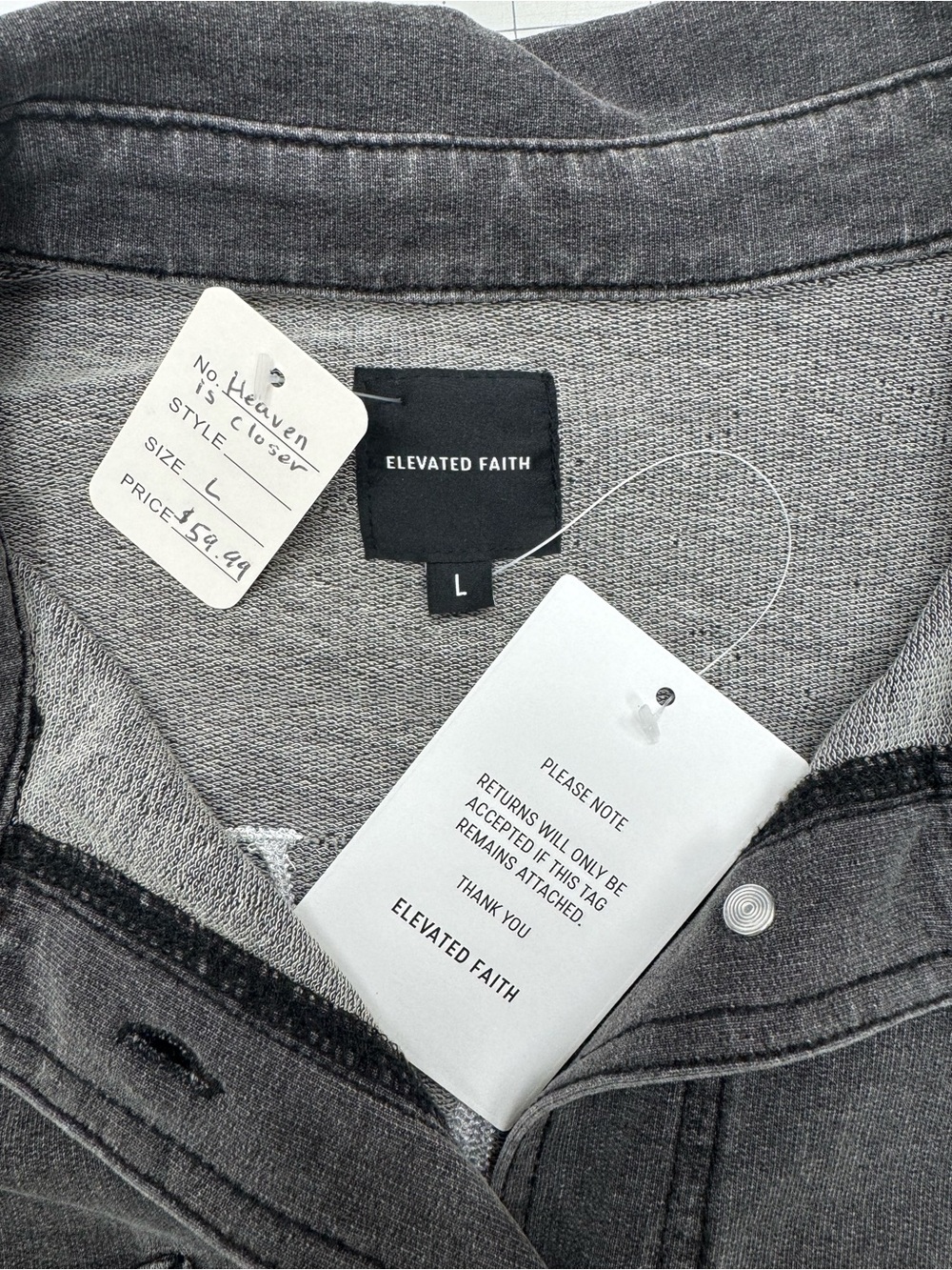 Elevated Faith Washed Gray Button-Front Shacket - Picture 4 of 5